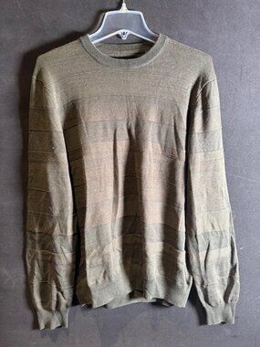 Perry Ellis Green Long Sleeve Crew Neck Sweater Large Cotton Like New